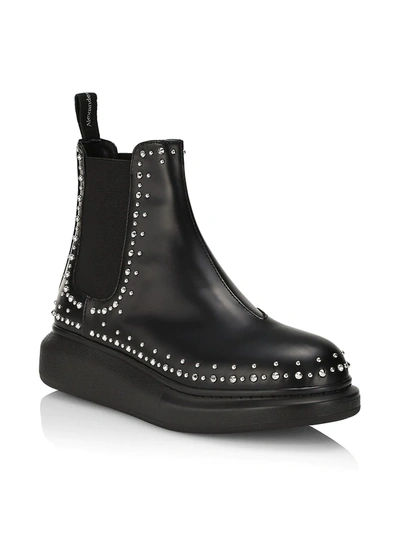 Shop Alexander Mcqueen Studded Leather Chelsea Boots In Black