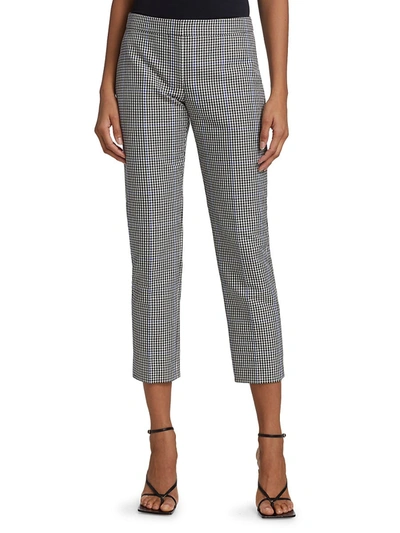 Shop Alexander Mcqueen Houndstooth Ankle Pants In Black Ivory