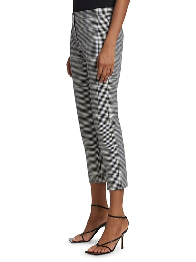 Shop Alexander Mcqueen Houndstooth Ankle Pants In Black Ivory