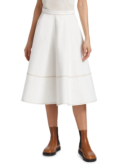 Shop Alexander Mcqueen Denim Stitch A-line Skirt In Ivory