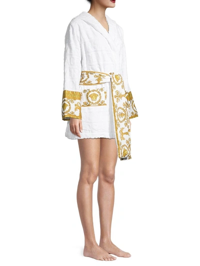 Shop Versace Women's Barocco Wrap Robe In Bianco
