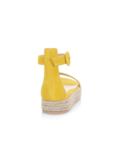 Shop Gianvito Rossi Portofino Suede Espadrille Flatform Sandals In Yellow