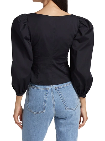 Shop Staud Women's Lana Puff-sleeve Top In Black