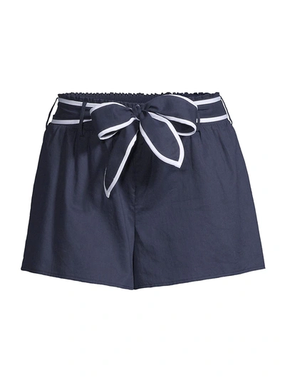 Shop Michael Michael Kors Obi Belted Cotton Shorts In Midnight Blue