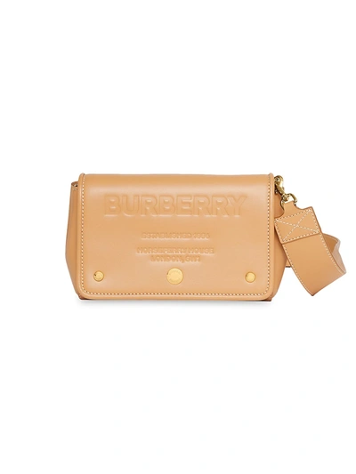 Shop Burberry Hackberry Leather Crossbody Bag In Warm Sand