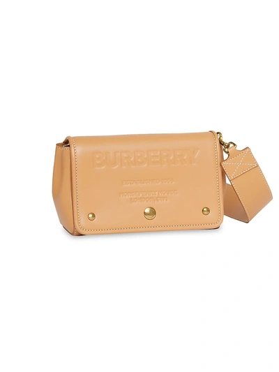 Shop Burberry Hackberry Leather Crossbody Bag In Warm Sand