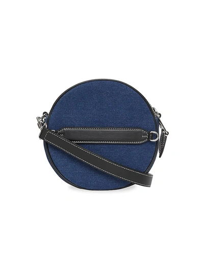 Shop Burberry Louise Logo Denim Circle Crossbody Bag In Dark Canvas Blue