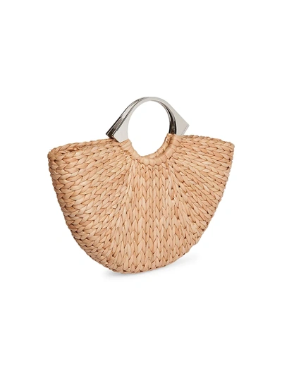 Shop Paco Rabanne Women's Op'art Basket Woven Top Handle Bag In Silver Brown