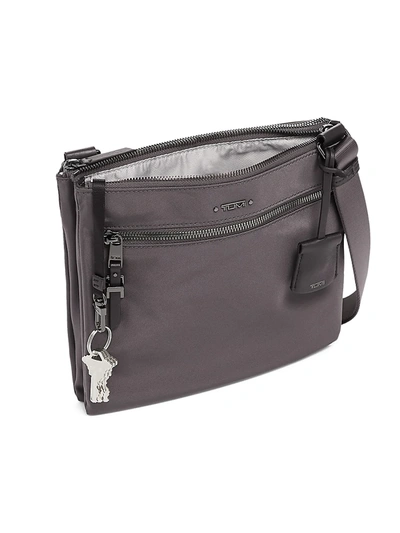 Shop Tumi Tula Leather-trim Crossbody Bag In Iron Black