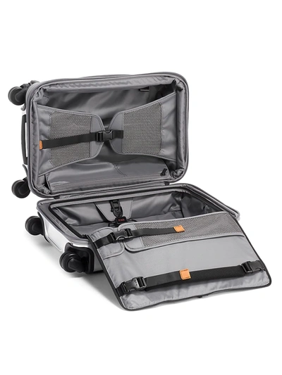 Shop Tumi Max International Aluminum Leather-trim Suitcase In Silver