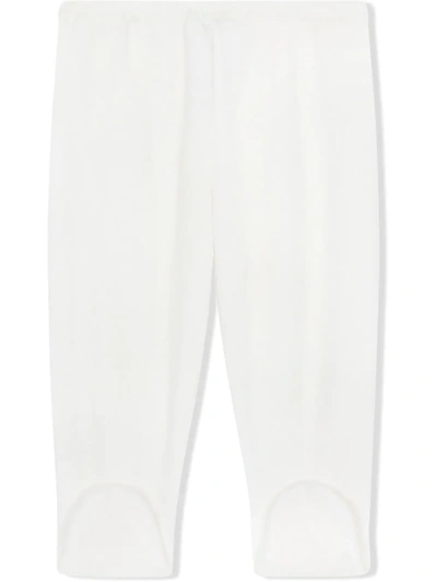 Shop Dolce & Gabbana Embroidered-feet Chenille Trousers In White