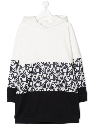 Shop Moncler Teen Monogram-panel Hooded Dress In White