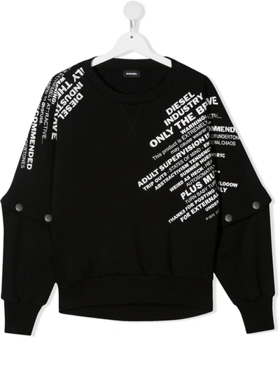 Shop Diesel Teen Logo-print Sweatshirt In Black
