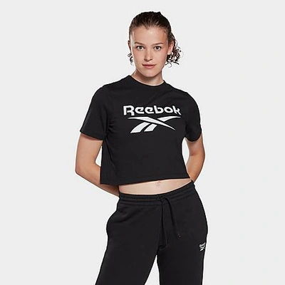 Shop Reebok Women's Identity Logo Cropped T-shirt In Black