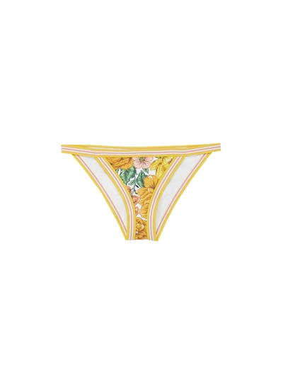 Shop Zimmermann Poppy' Floral Print Bikini Bottom In Yellow