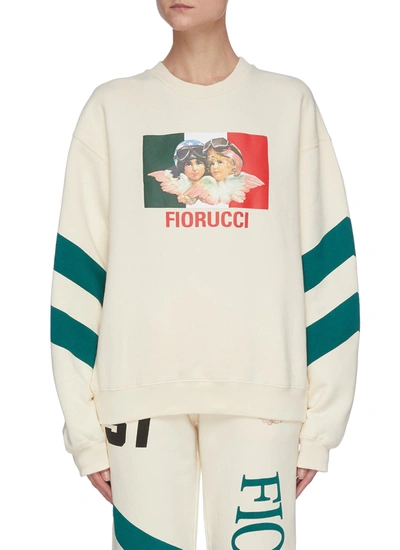 Shop Fiorucci 'speed Queen' Angel Graphic Print Diagonal Stripe Sweatshirt In White