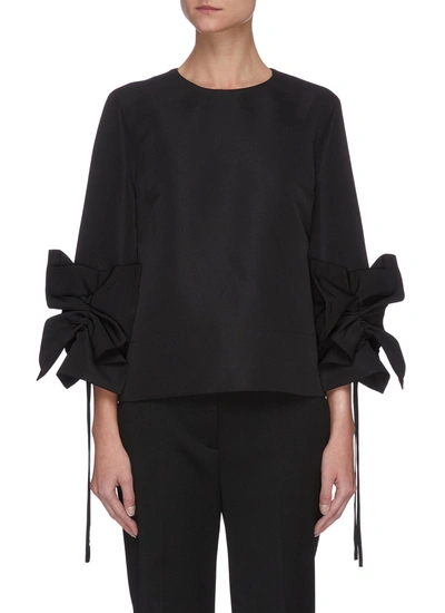 Shop Victoria Victoria Beckham Gather Bow Sleeve Blouse In Black