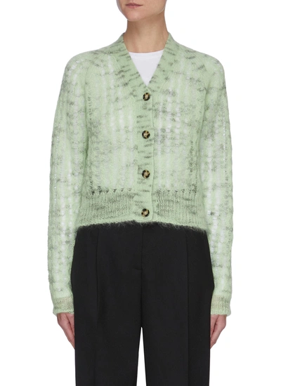 Shop Acne Studios Mohair Blend Open Knit Cardigan In Green