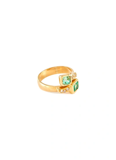 Shop Lane Crawford Vintage Jewellery Diamond Emerald 18k Gold Ring