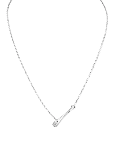 Shop Repossi 'serti Inversé' Diamond White Gold Necklace In Metallic