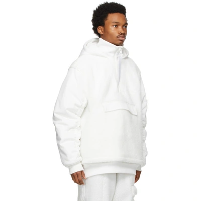 Shop Adidas X Ivy Park White Sherpa And Canvas Half-zip Jacket In Core White