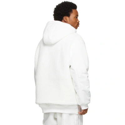 Shop Adidas X Ivy Park White Sherpa And Canvas Half-zip Jacket In Core White