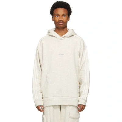 Shop Adidas X Ivy Park Off-white Logo Hoodie In Cream Melange