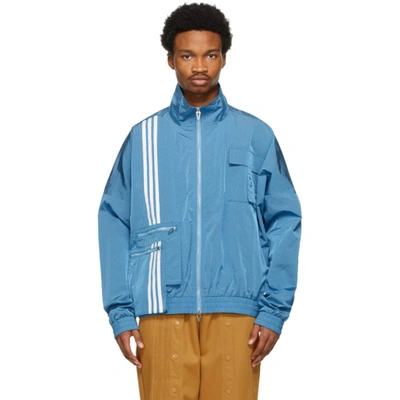 Shop Adidas X Ivy Park Blue Nylon Track Jacket In Light Blue
