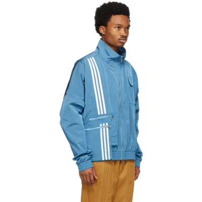 Shop Adidas X Ivy Park Blue Nylon Track Jacket In Light Blue
