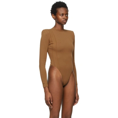 Shop Adidas X Ivy Park Brown Three Stripe Bodysuit In Wild Brown