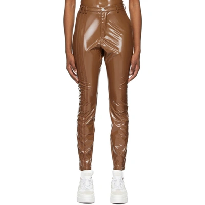 Shop Adidas X Ivy Park Brown Latex Trousers In Wild Brown