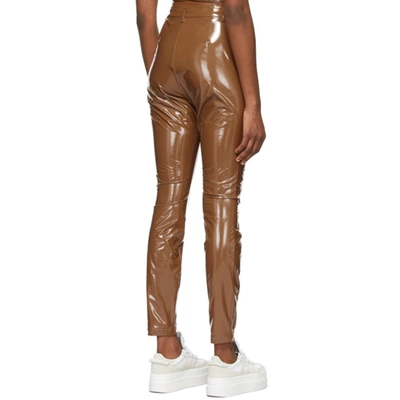 Shop Adidas X Ivy Park Brown Latex Trousers In Wild Brown