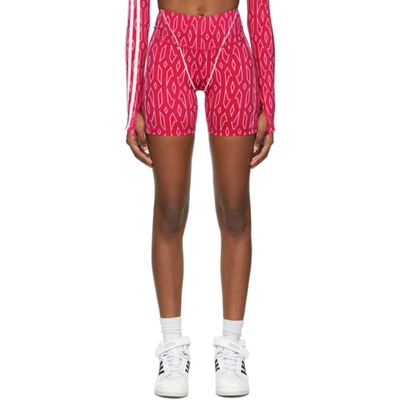 Shop Adidas X Ivy Park Pink Monogram Cycling Shorts In Bold Pink