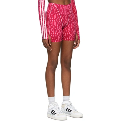 Shop Adidas X Ivy Park Pink Monogram Cycling Shorts In Bold Pink