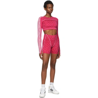 Shop Adidas X Ivy Park Pink Monogram Cycling Shorts In Bold Pink