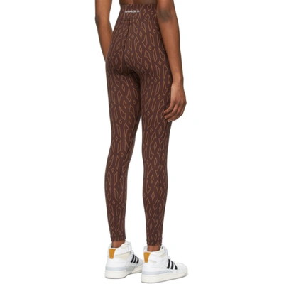 Shop Adidas X Ivy Park Burgundy Monogram Sheer Panel Leggings In Night Red/wild Brow