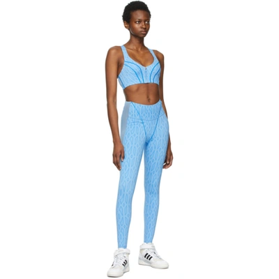 Shop Adidas X Ivy Park Blue Monogram Medium Support Zip-up Sports Bra In Light Blue