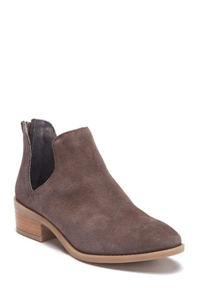 Shop Steve Madden Laramie Suede Cutout Ankle Boot In Grey Suede