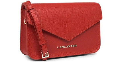 Shop Lancaster Designer Handbags Saffiano Signature Envelope Mini Shoulder Bag In Rouge