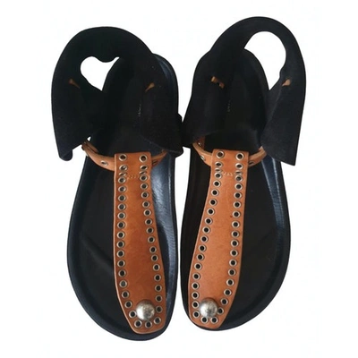 Pre-owned Isabel Marant Leather Flip Flops In Black