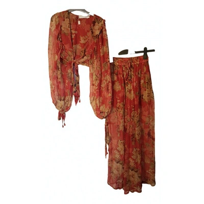 Pre-owned Zimmermann Red Silk Jumpsuit