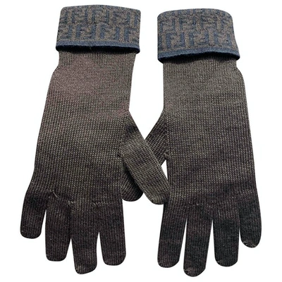 Pre-owned Fendi Wool Long Gloves In Brown