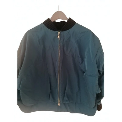 LOUIS VUITTON LOUIS VUITTON Parka jacket blouson hoodie #34 CA36929 Rayon  Blue Used CA36929