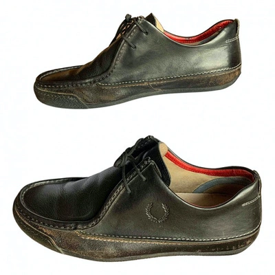 Pre-owned Fred Perry Leather Flats In Black