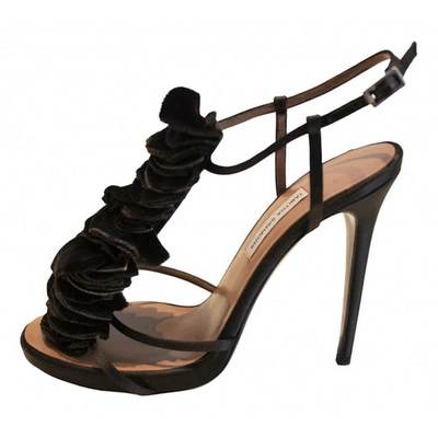Pre-owned Tabitha Simmons Velvet Sandals In Black