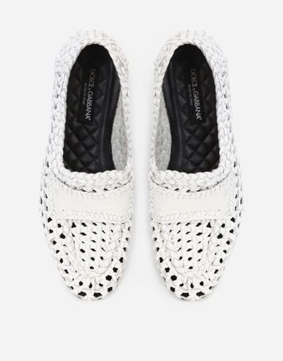 Shop Dolce & Gabbana Woven Goatskin Slip-on Shoes