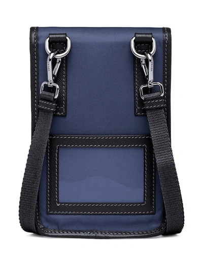 Shop Prada Re-nylon Logo Plaque Phone Case In Blue