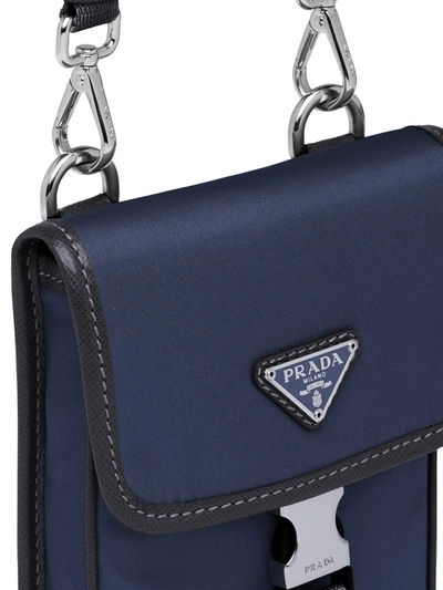 Shop Prada Re-nylon Logo Plaque Phone Case In Blue