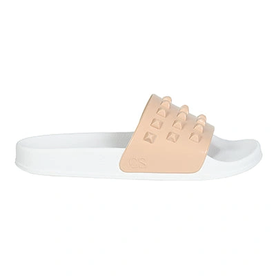 Shop Carmen Sol Franco White Slides In Blush