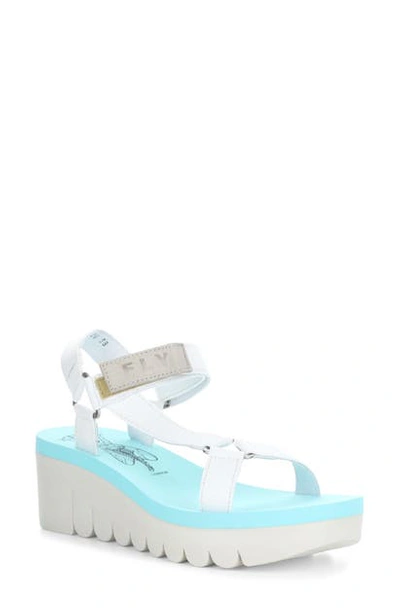 Shop Fly London Yefa Wedge Sandal In Cloud/ Mynt Grograin/ Cupido